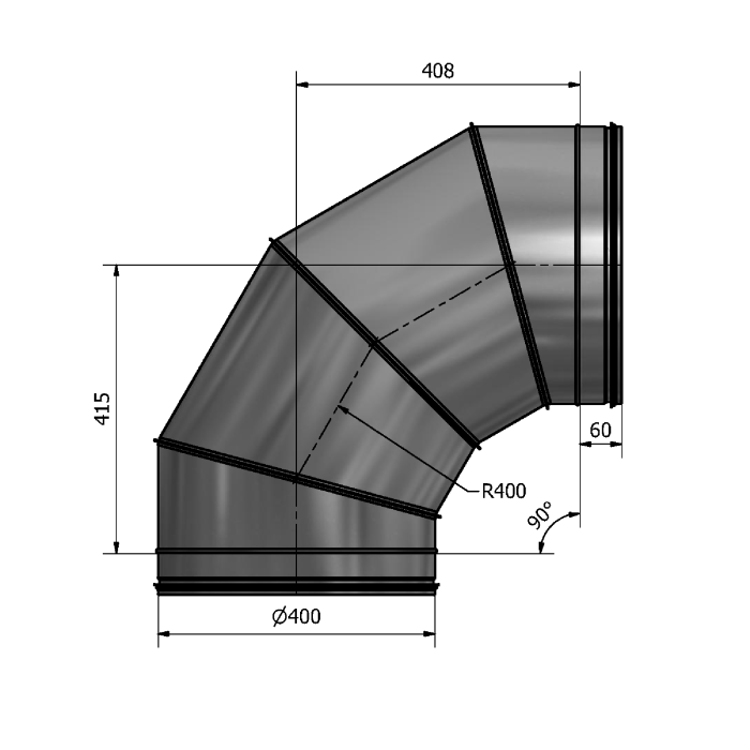 Mynd af Beygja HV-400 90° Hallströms