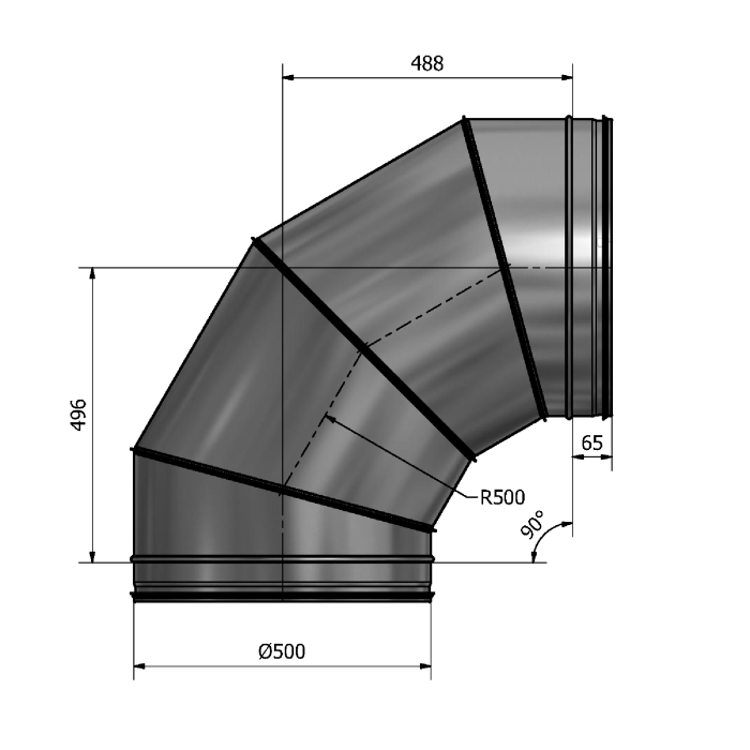 Mynd af Beygja HV-500 90° Hallströms