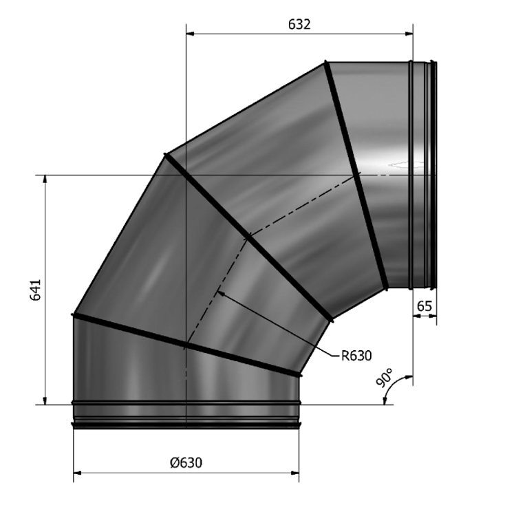 Mynd af Beygja HV-630 90° Hallströms