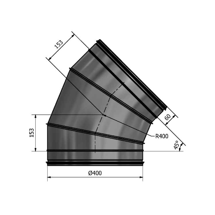 Mynd af Beygja HV-400 45° Hallströms