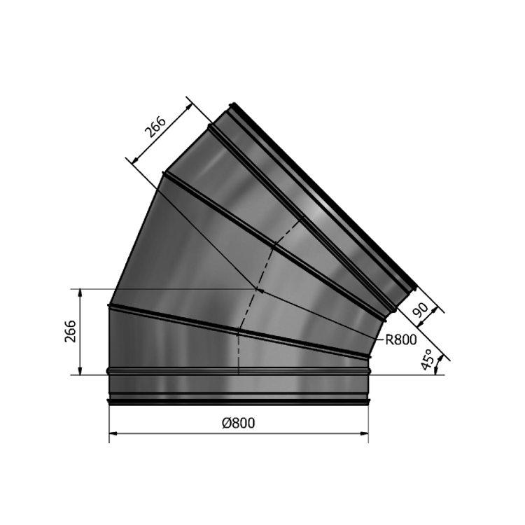 Mynd af Beygja HV-800 45° Hallströms