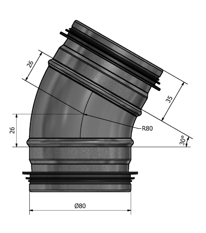 Mynd af Beygja HV-80 30° Hallströms