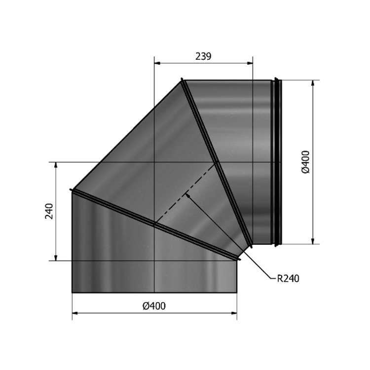 Mynd af Stuttbeygja HIBKM-315 90° Hallströms