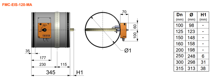 Mynd af Brunaloka FMC-120-MA 125mm MADEL