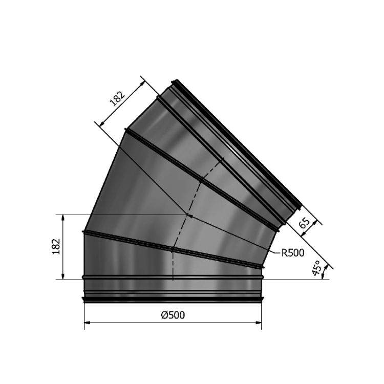 Mynd af Beygja HV-500 45° Hallströms